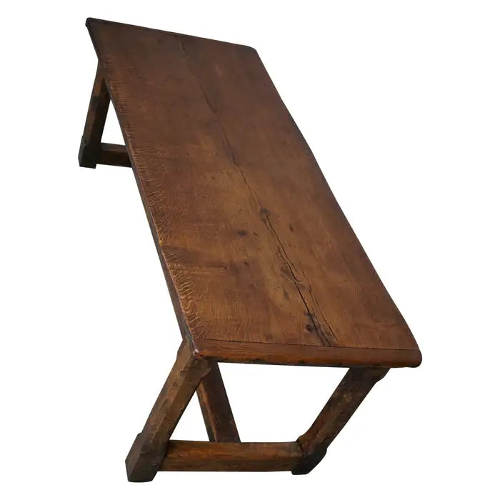 Antique 18th Century French Rustic Farmhouse Dining Table Tiger Oak