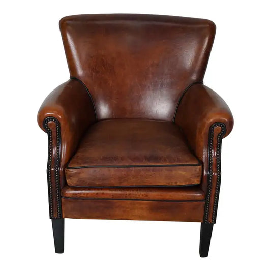 Vintage Dutch Cognac Colored Leather Club Chair
