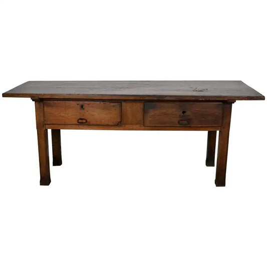Antique Spanish Rustic Farmhouse Chestnut Side Table / Console, 18th Century