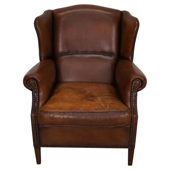 Vintage Dutch Cognac Colored Leather Club Chair