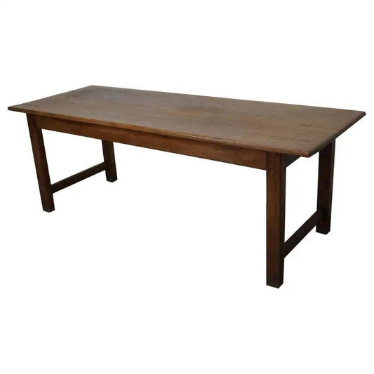 Large Antique Elm & Oak 19th Century French Rustic Farmhouse Dining Table
