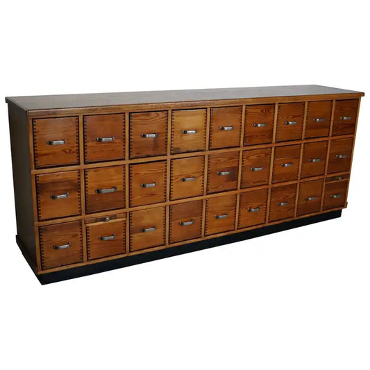 German Pine Industrial Apothecary / Shop Cabinet, 1950s