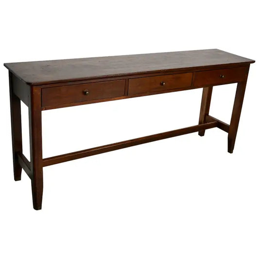 Antique French Rustic Farmhouse Elm Side Table, Early 20th Century
