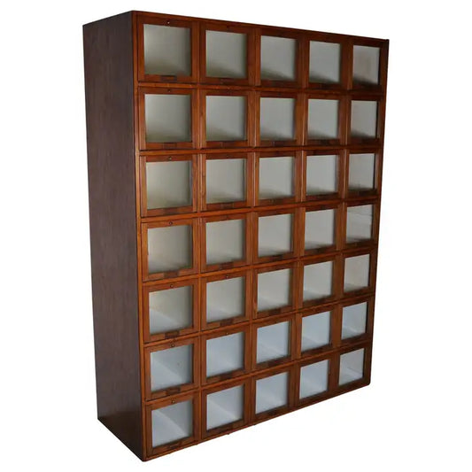Antique Large Dutch Oak Haberdashery Shop Cabinet Folding Doors, 1920/30s
