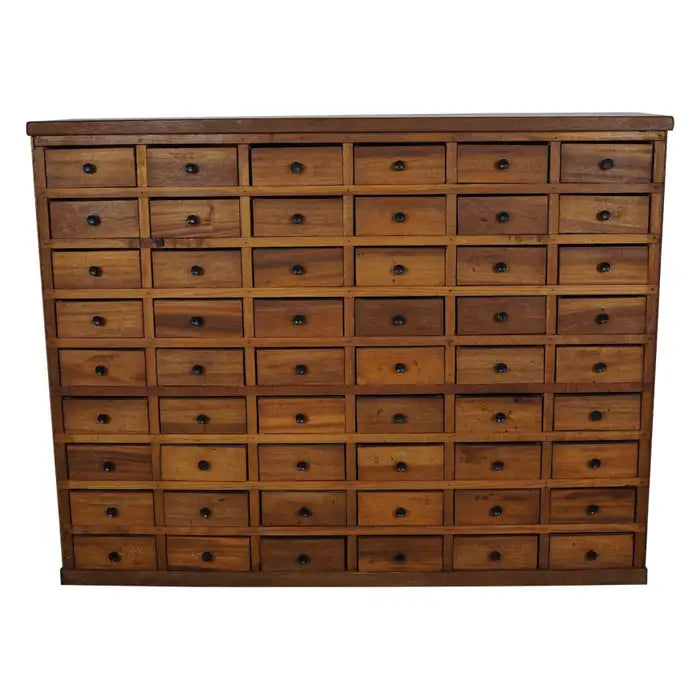 Dutch Hardwood Industrial Apothecary Cabinet, Mid-20th Century