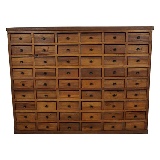 Dutch Hardwood Industrial Apothecary Cabinet, Mid-20th Century