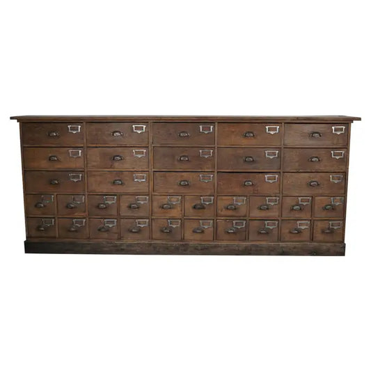 Industrial Large French Oak Hardware Store Apothecary Cabinet, 1920/1930s
