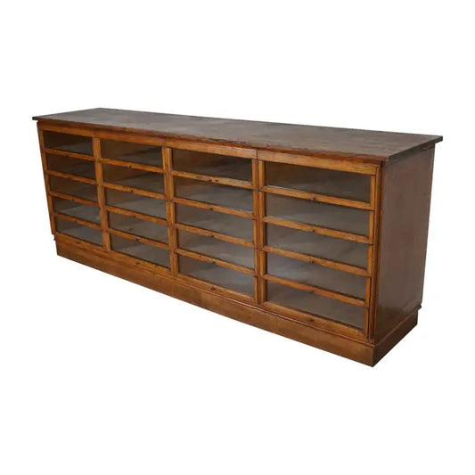 Vintage Dutch Oak Haberdashery Shop Cabinet / Vitrine, 1950s