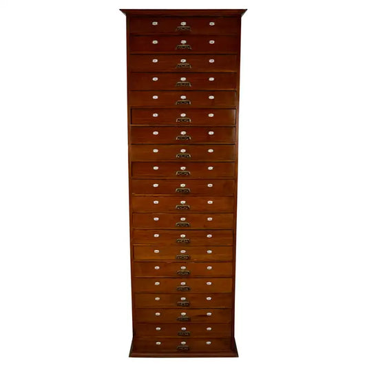 Very Tall Dutch Art Nouveau Walnut Apothecary Cabinet / Barber Cabinet, 1900s