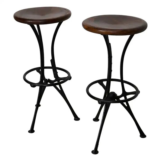 Pair of Italian Industrial Workshop Stools / Bar Stools