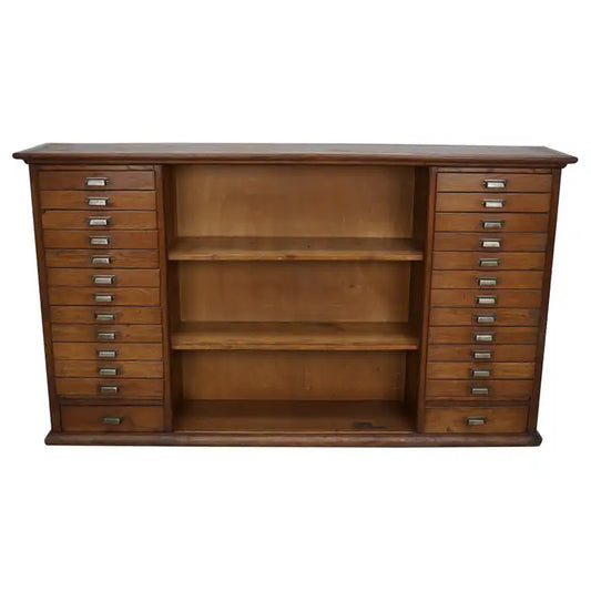 Vintage Dutch Oak Apothecary Sideboard / Filing Cabinet, 1950s