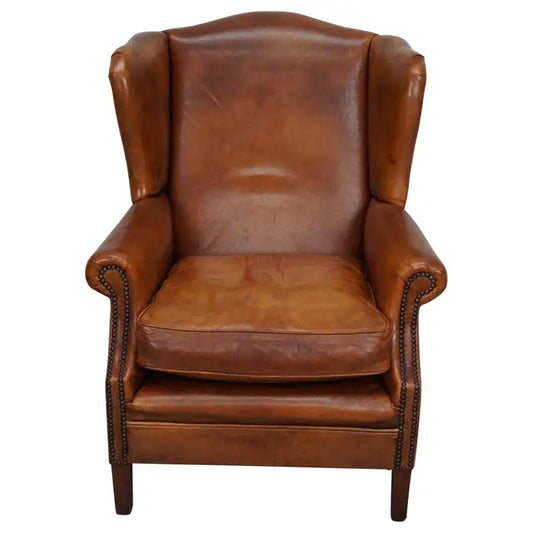 Vintage Dutch Cognac Colored Leather Club Chair