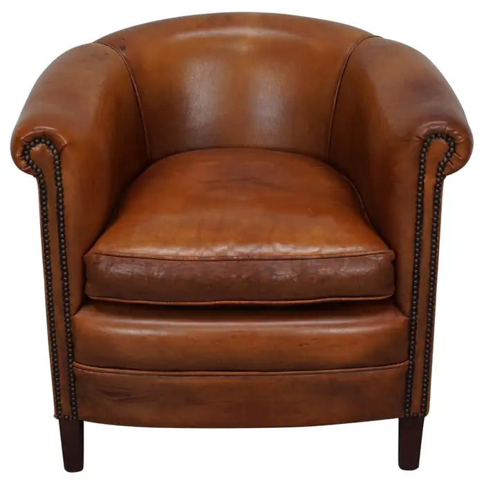 Vintage Dutch Cognac Colored Leather Club Chair