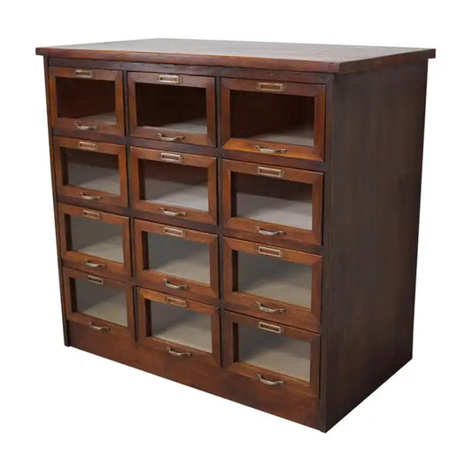 Vintage Dutch Oak Haberdashery Shop Cabinet / Vitrine, 1950s