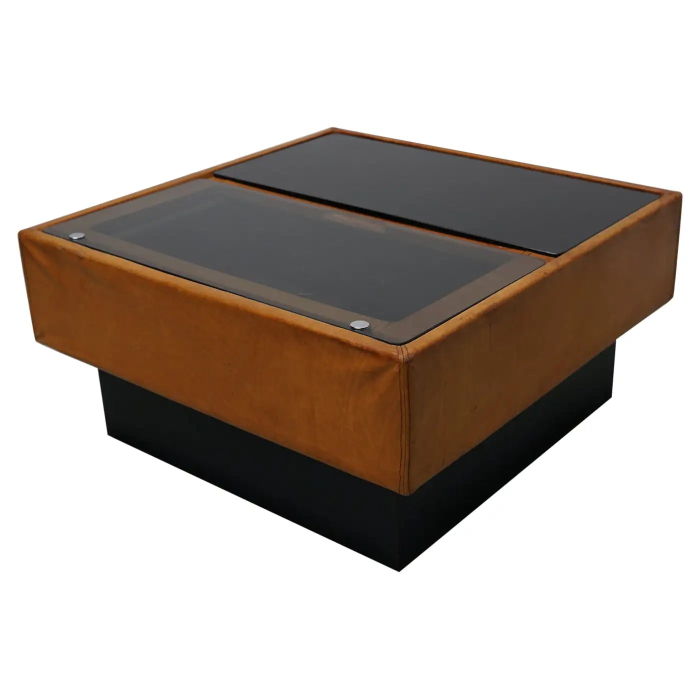 Vintage Cognac Leather Coffee Table / Bar by De Sede, 1960/70s