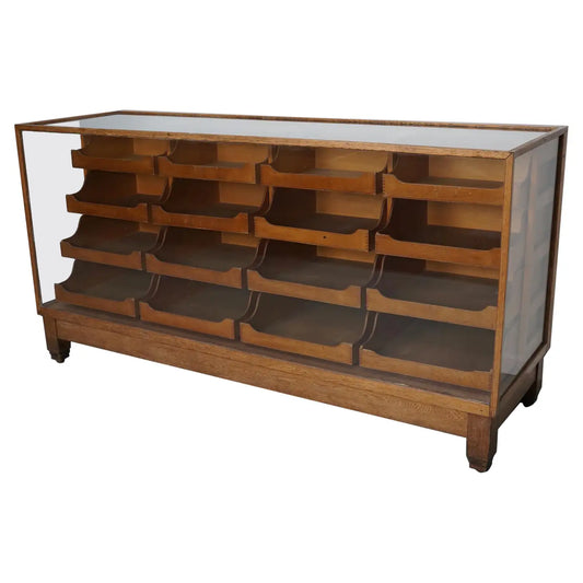 Antique British Maple & Oak Haberdashery Cabinet or Shop Counter, 1920/30s