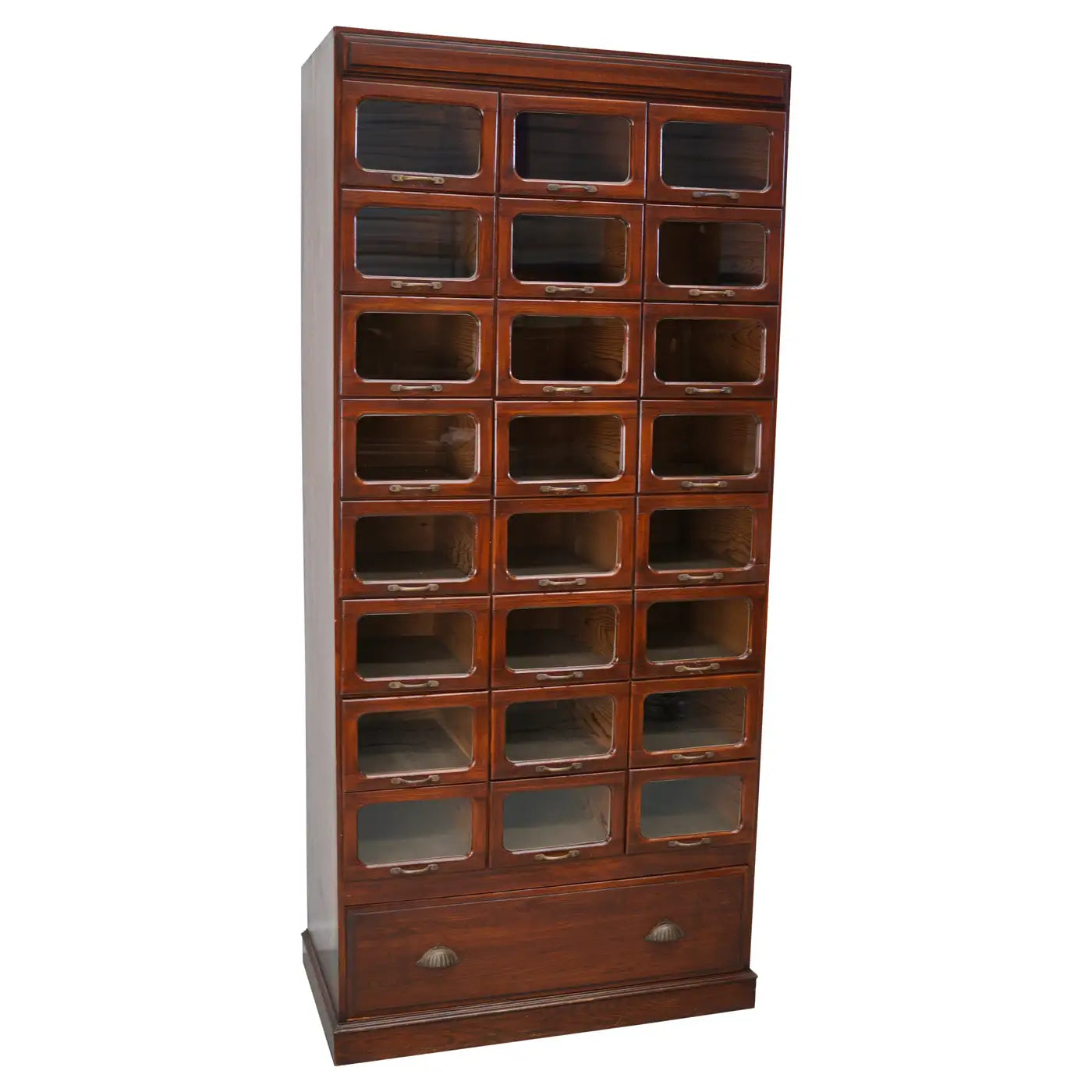 English Haberdashery Shop Cabinet with Glass Fronted Drawers, Circa 1930s