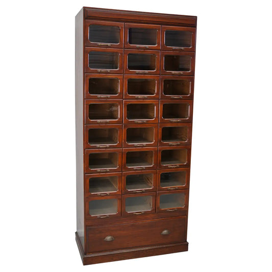 English Haberdashery Shop Cabinet with Glass Fronted Drawers, Circa 1930s