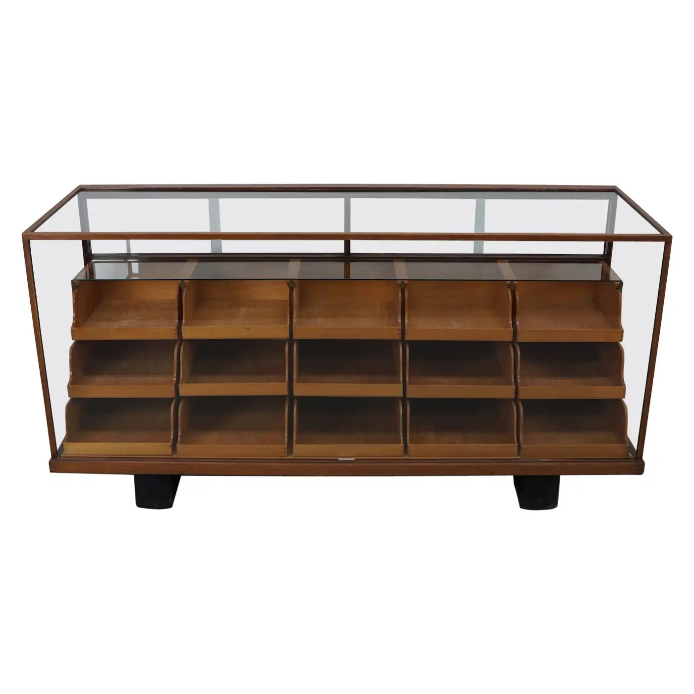 Antique British Maple & Hardwood Haberdashery Cabinet or Shop Counter, 1930s