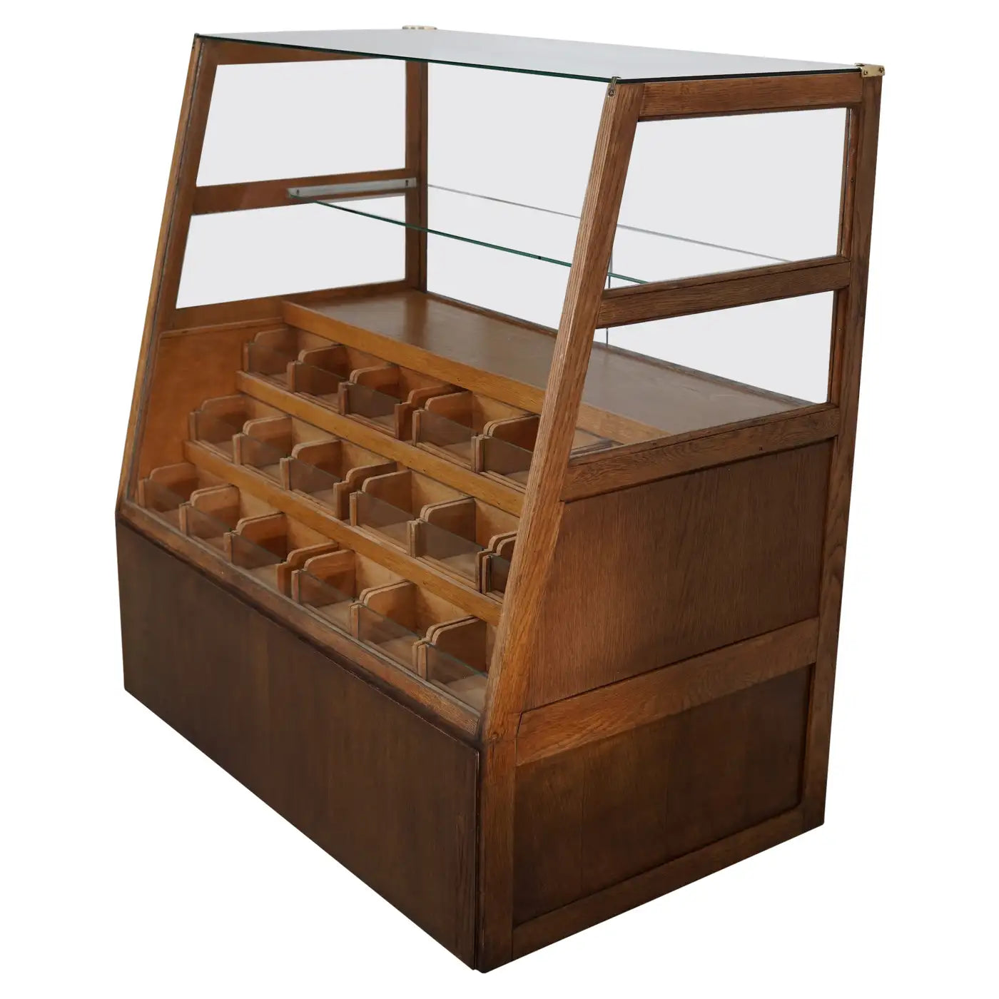 Antique Spanish Beech & Oak Haberdashery Cabinet or Shop Counter, 1950s