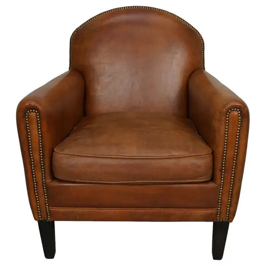 Vintage Dutch Cognac Colored Leather Club Chair