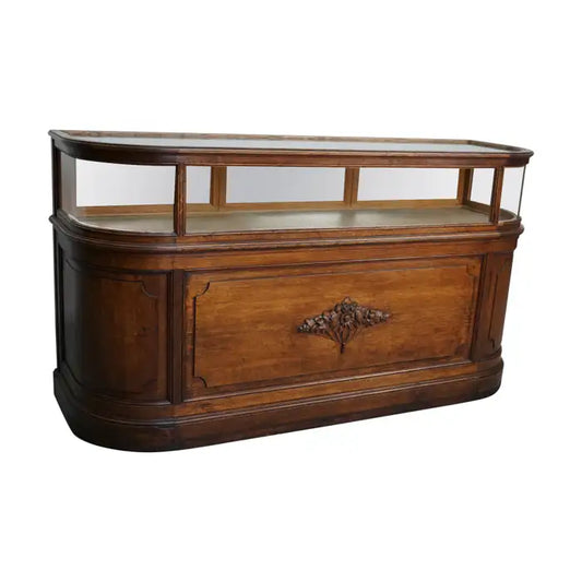 Antique French Oak Jewelry Cabinet or Shop Counter, Early 20th Century