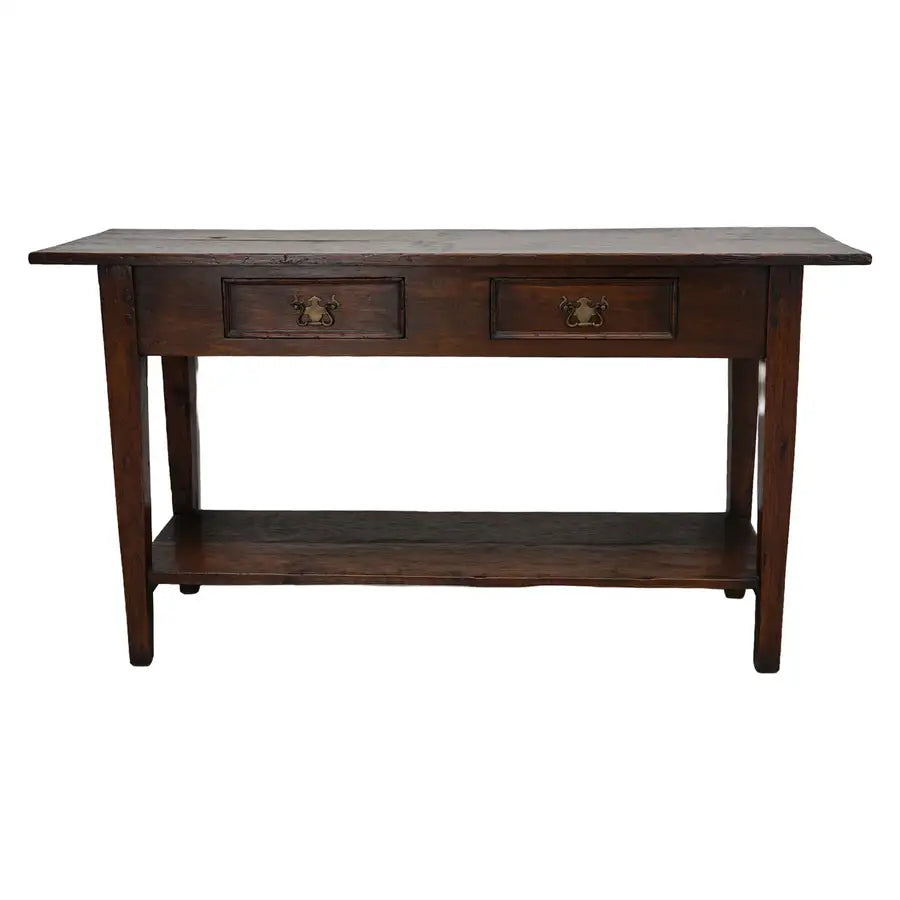 Vintage French Rustic Farmhouse Oak Side Table