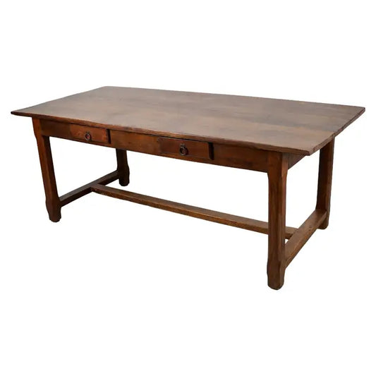 Early 20th Century French Rustic Oak & Elm Farmhouse Dining Table
