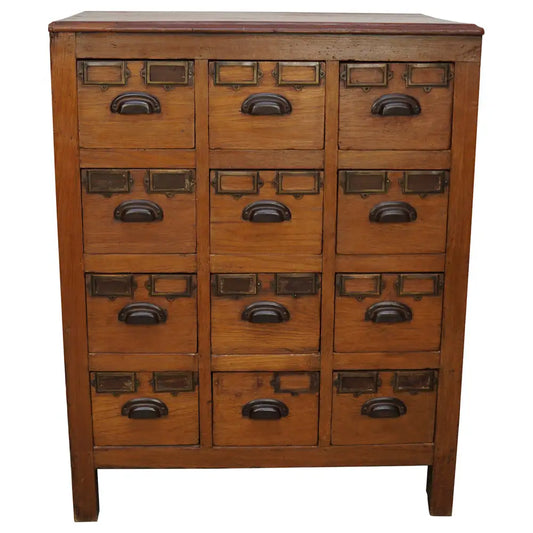 Vintage Asian Teak Apothecary / Filing Cabinet, 1930s