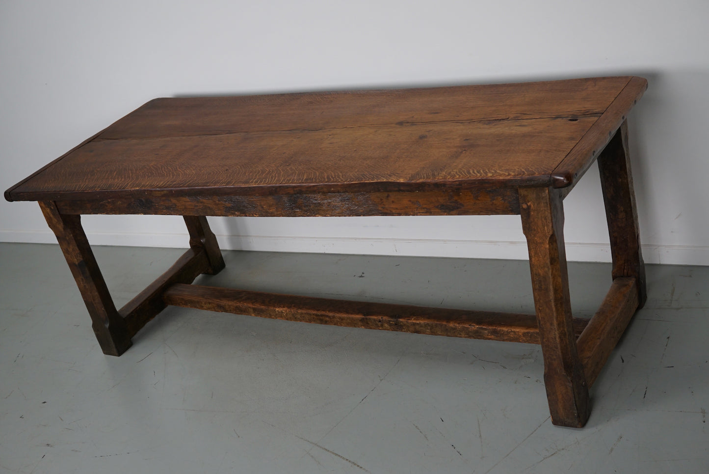 Antique 18th Century French Rustic Farmhouse Dining Table Tiger Oak