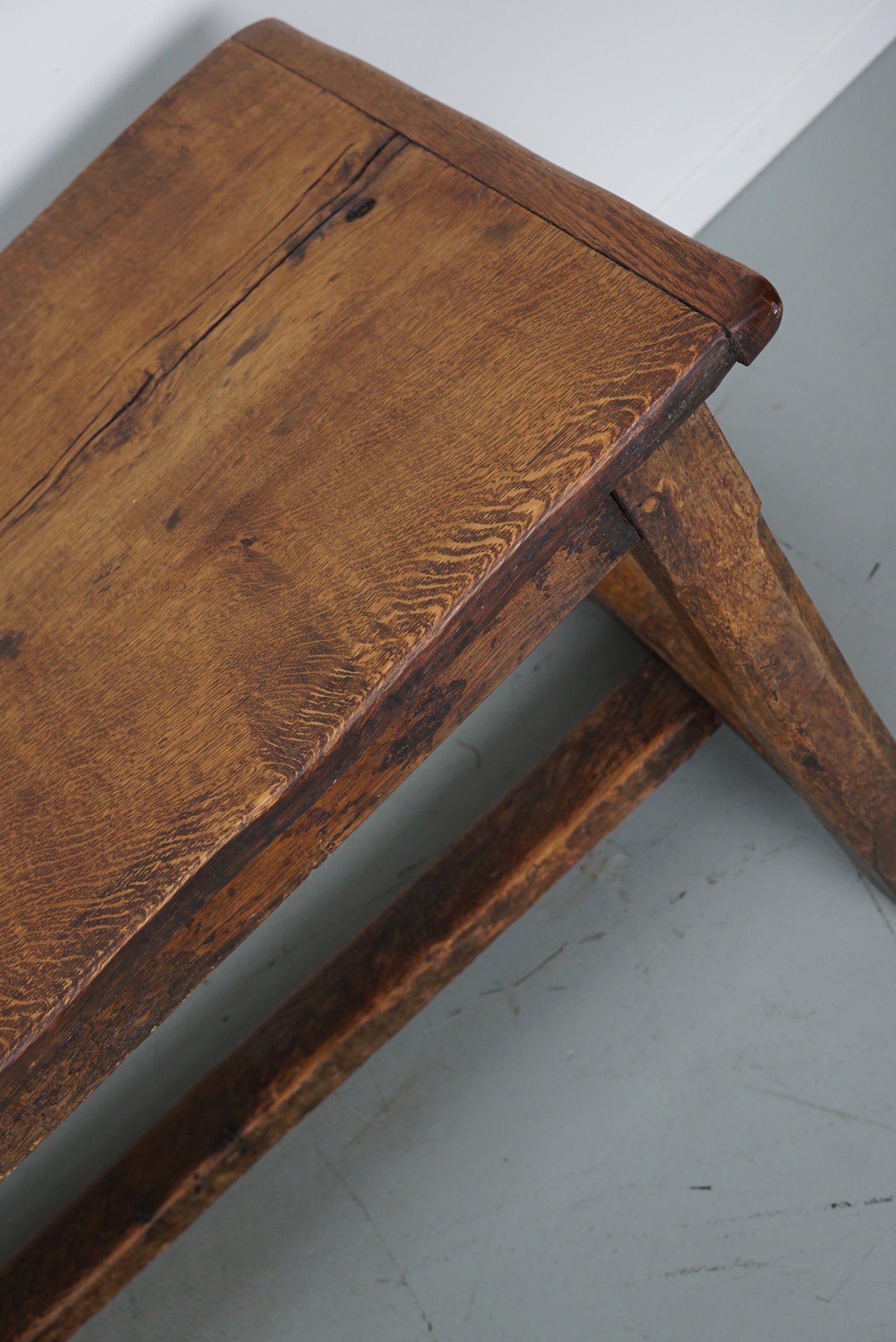 Antique 18th Century French Rustic Farmhouse Dining Table Tiger Oak