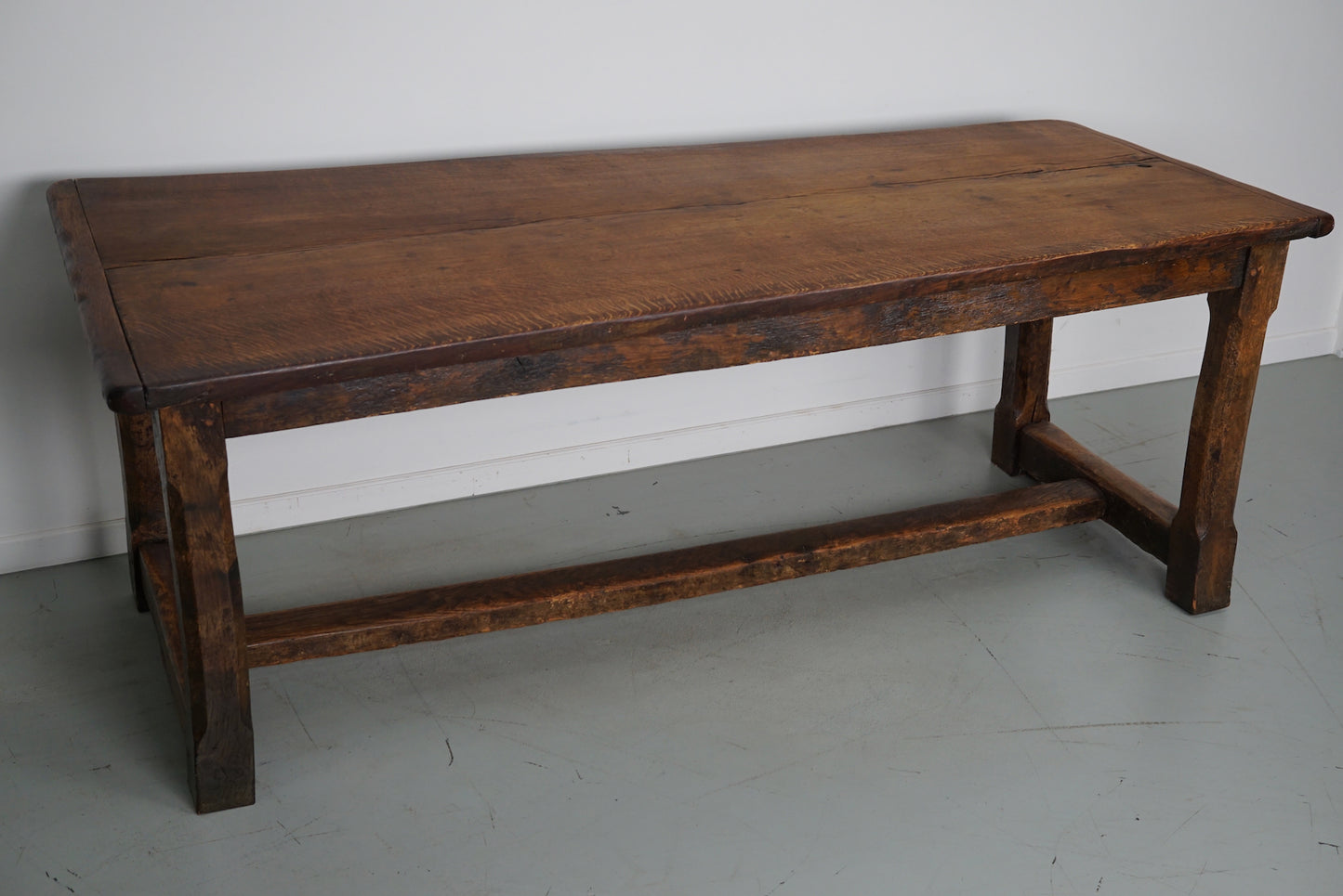 Antique 18th Century French Rustic Farmhouse Dining Table Tiger Oak