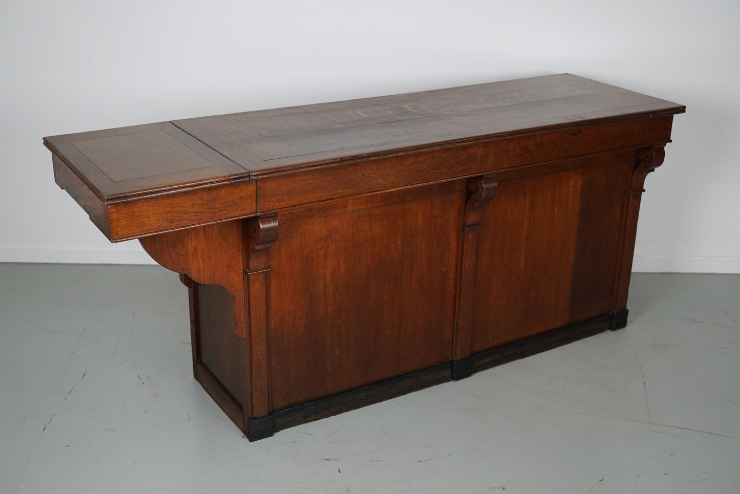 Antique French Oak Shop Counter Cabinet / Kitchen Island, circa 1900s