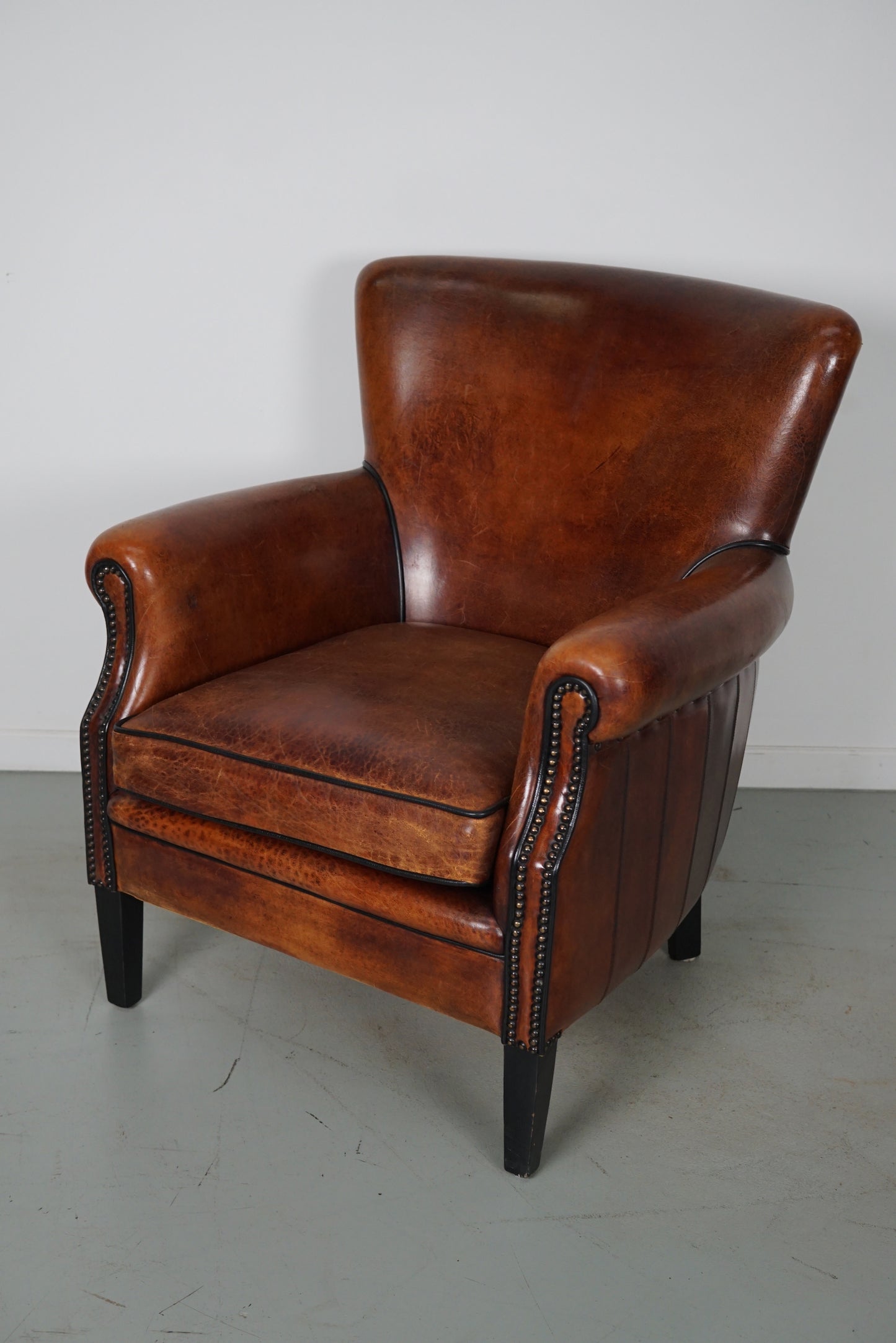 Vintage Dutch Cognac Colored Leather Club Chair