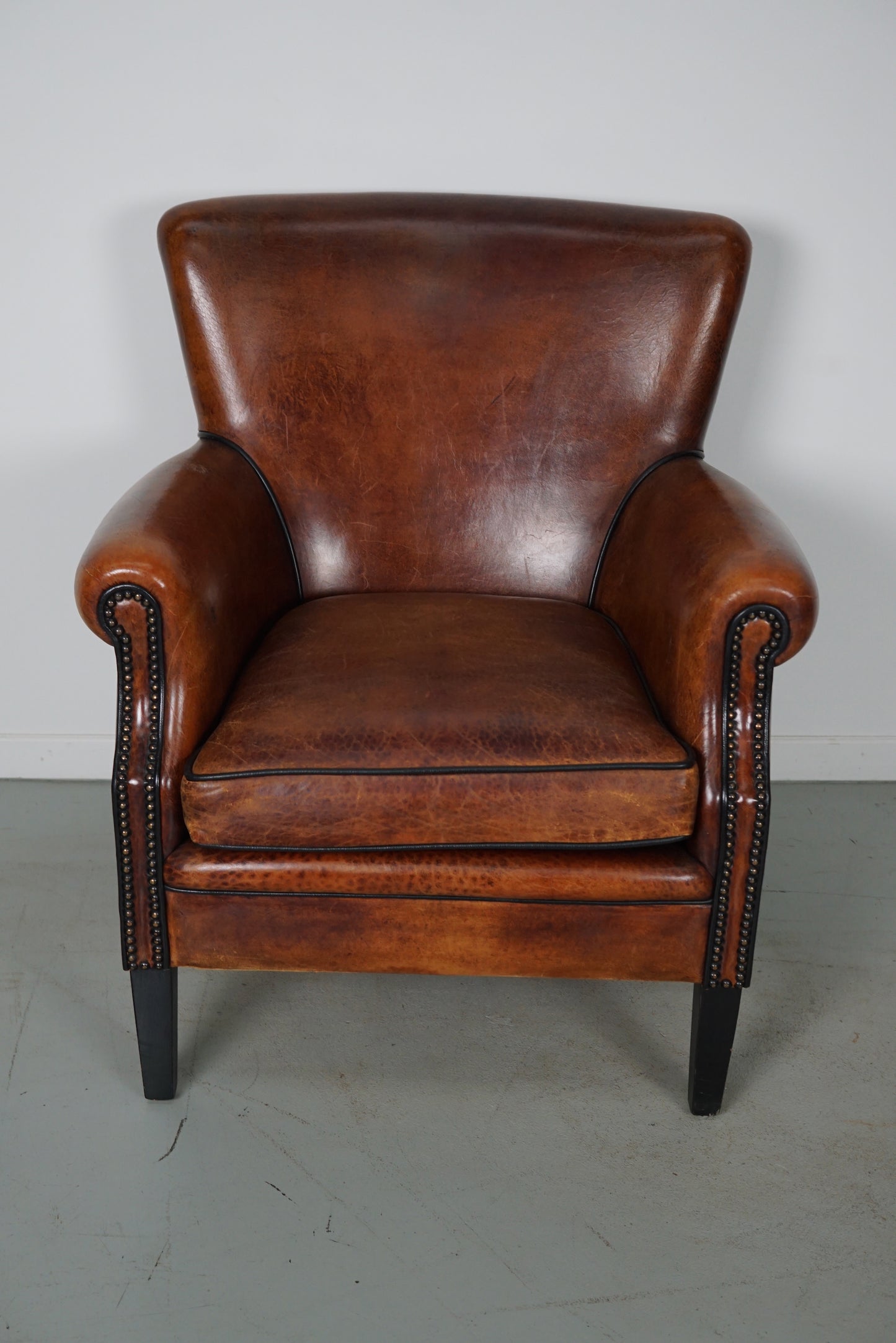 Vintage Dutch Cognac Colored Leather Club Chair