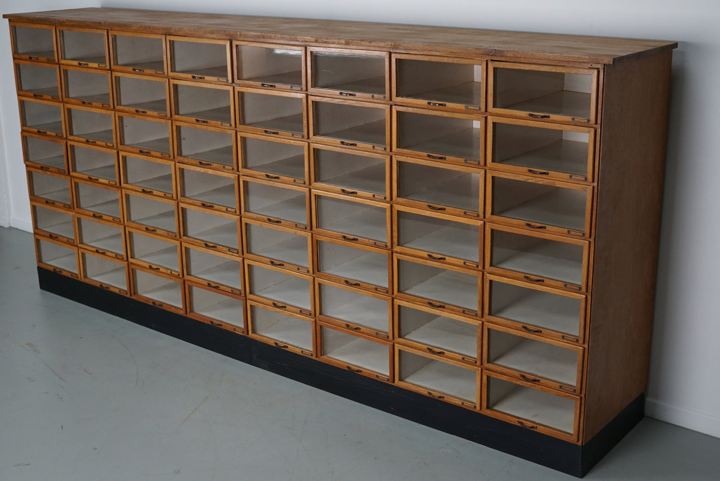 Large Vintage Dutch Oak Haberdashery Shop Cabinet, 1950s
