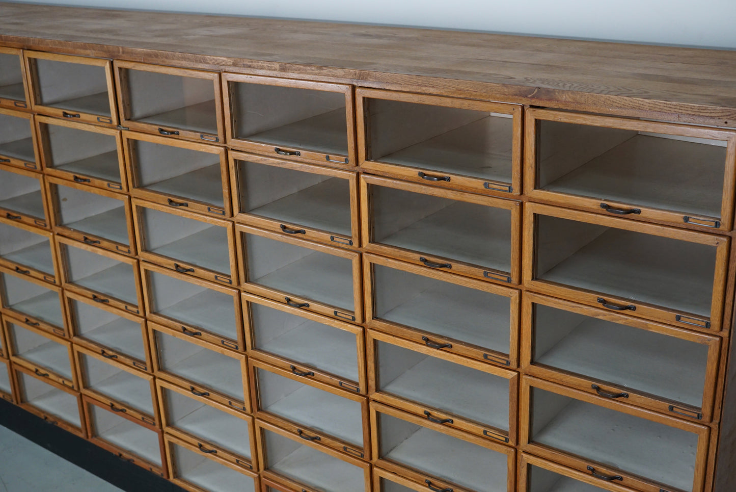Large Vintage Dutch Oak Haberdashery Shop Cabinet, 1950s