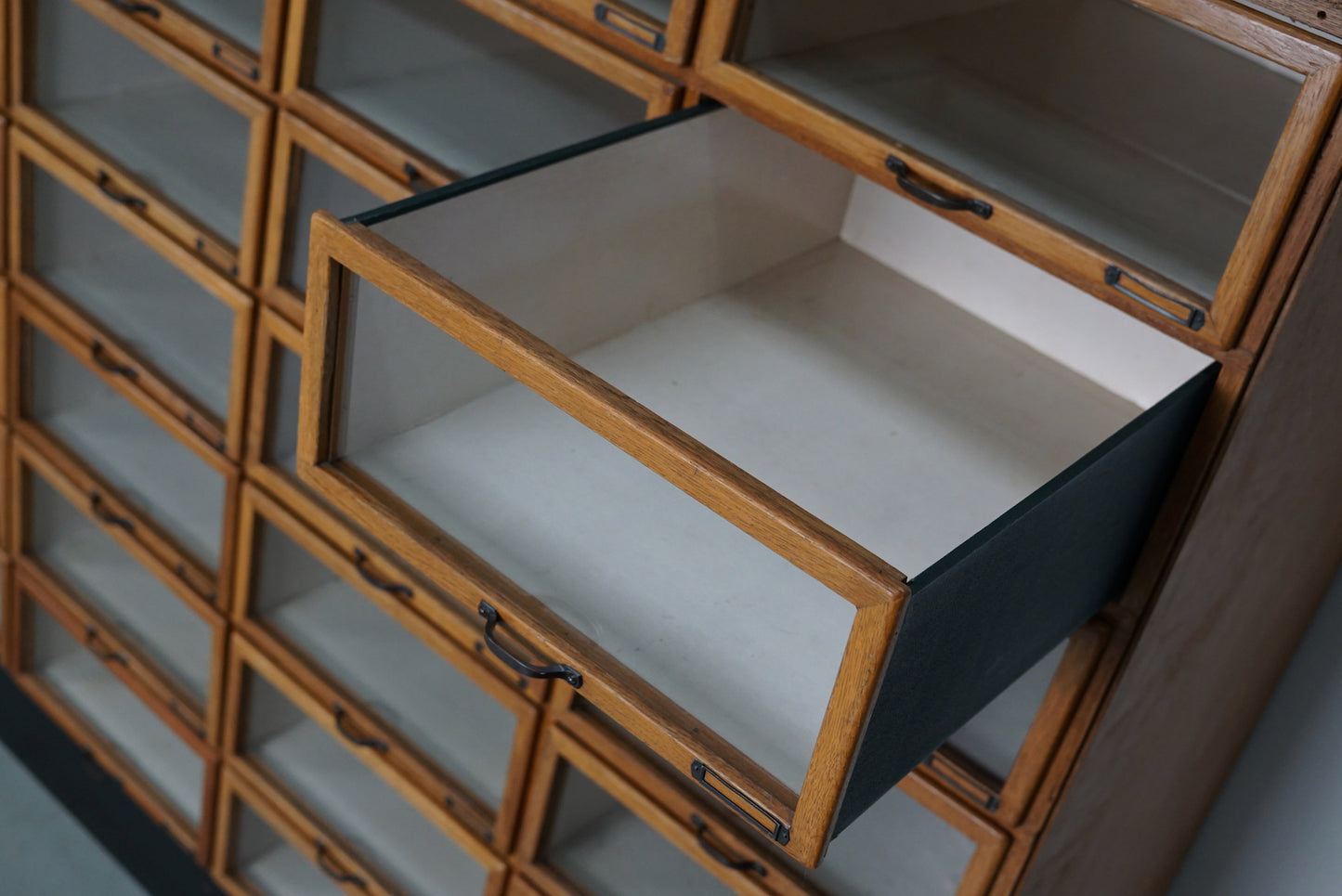 Large Vintage Dutch Oak Haberdashery Shop Cabinet, 1950s
