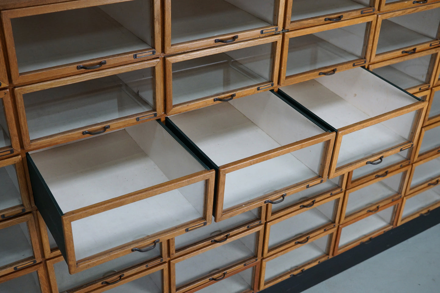 Large Vintage Dutch Oak Haberdashery Shop Cabinet, 1950s