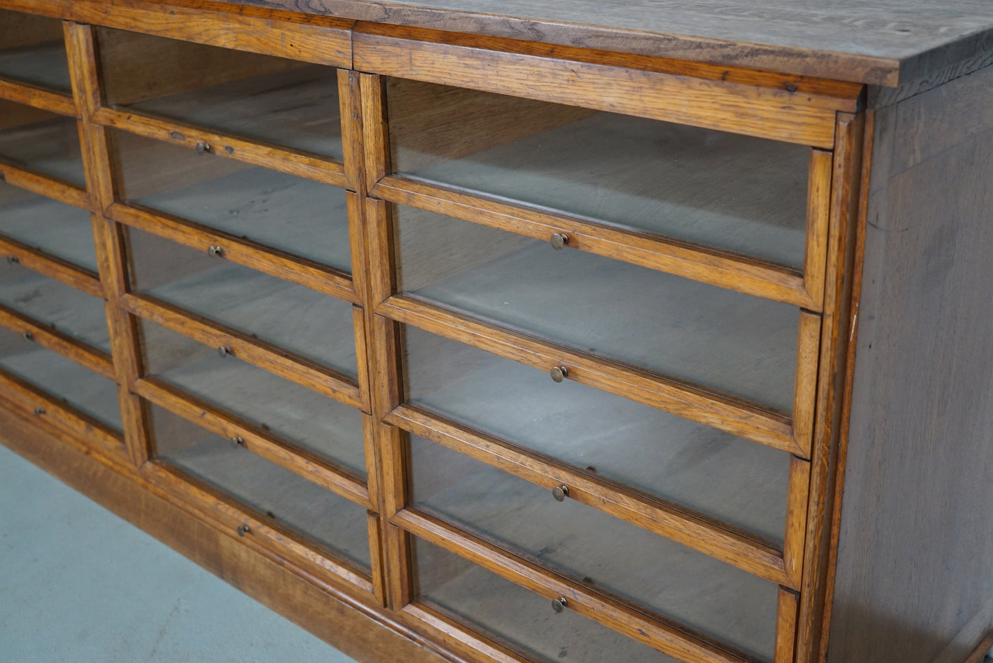 Vintage Dutch Oak Haberdashery Shop Cabinet / Vitrine, 1950s