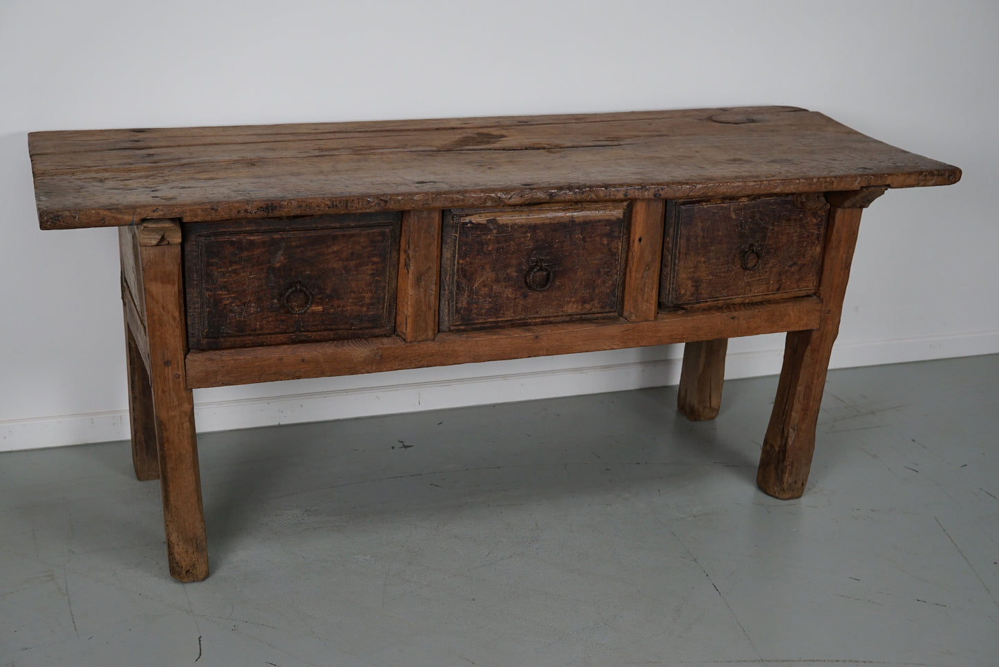 Antique Spanish Rustic Farmhouse Chestnut Side Table / Console, 18th Century