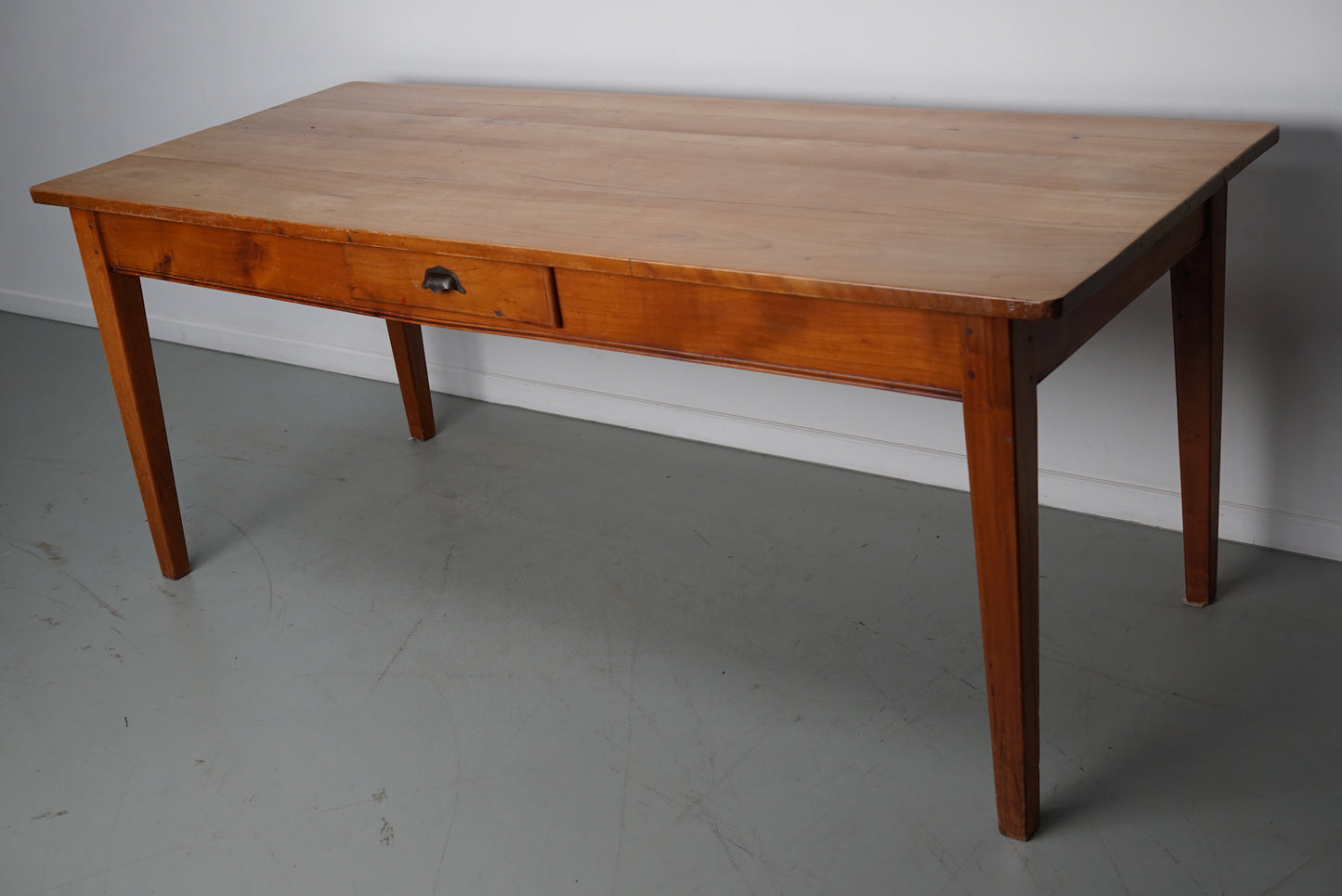 Vintage Cherry 20th Century French Rustic Farmhouse Dining Table