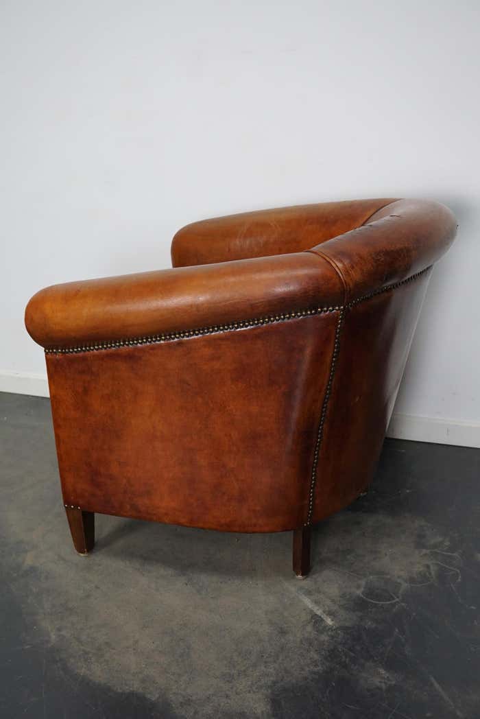 Vintage Dutch Cognac Colored Leather Club Chair