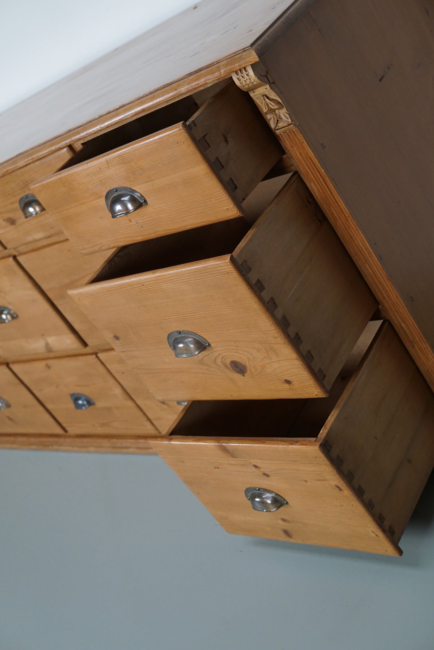 Large German Pine Apothecary / Shop Cabinet, 1930s