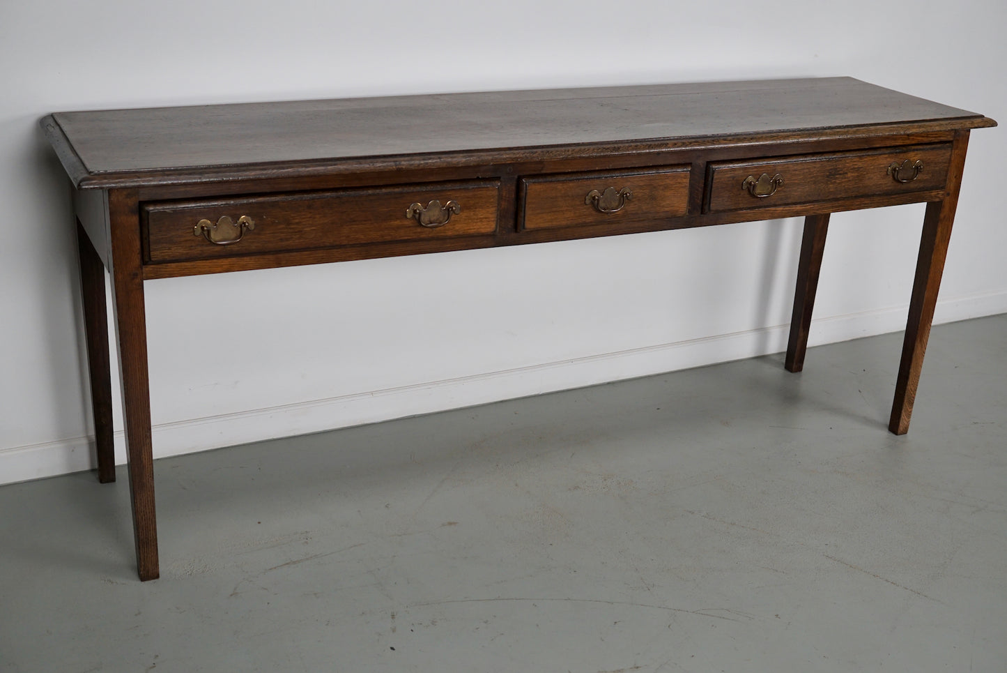 Vintage English Rustic Farmhouse Oak Side Table, 1950s