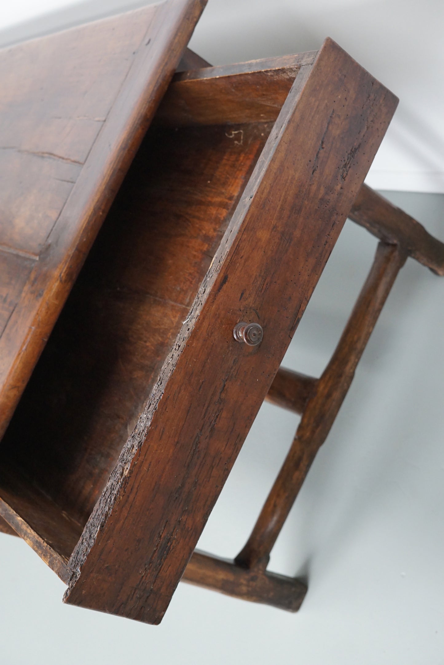 Large Antique 18th Century French Rustic Farmhouse Dining Table Walnut & Oak