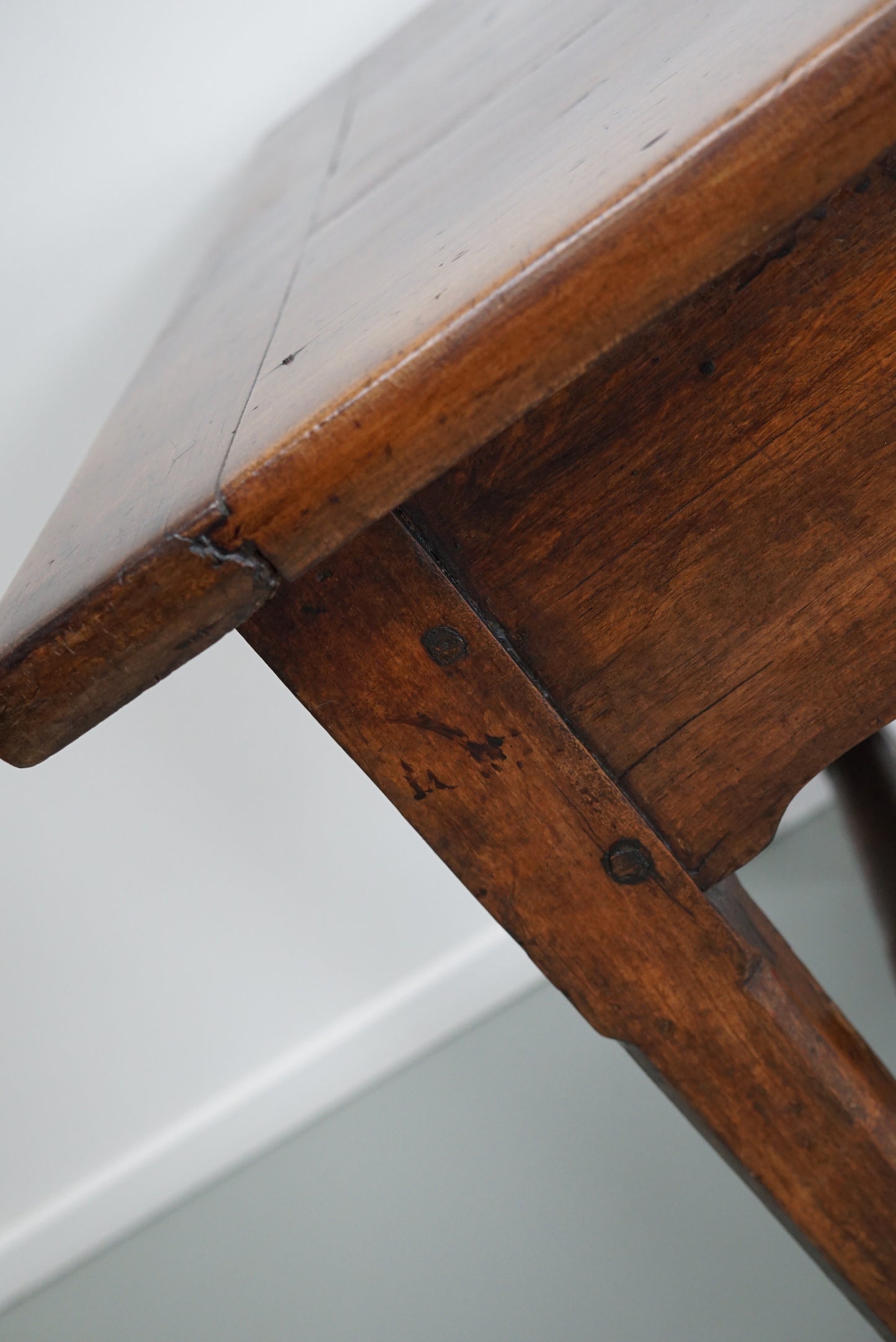 Large Antique 18th Century French Rustic Farmhouse Dining Table Walnut & Oak