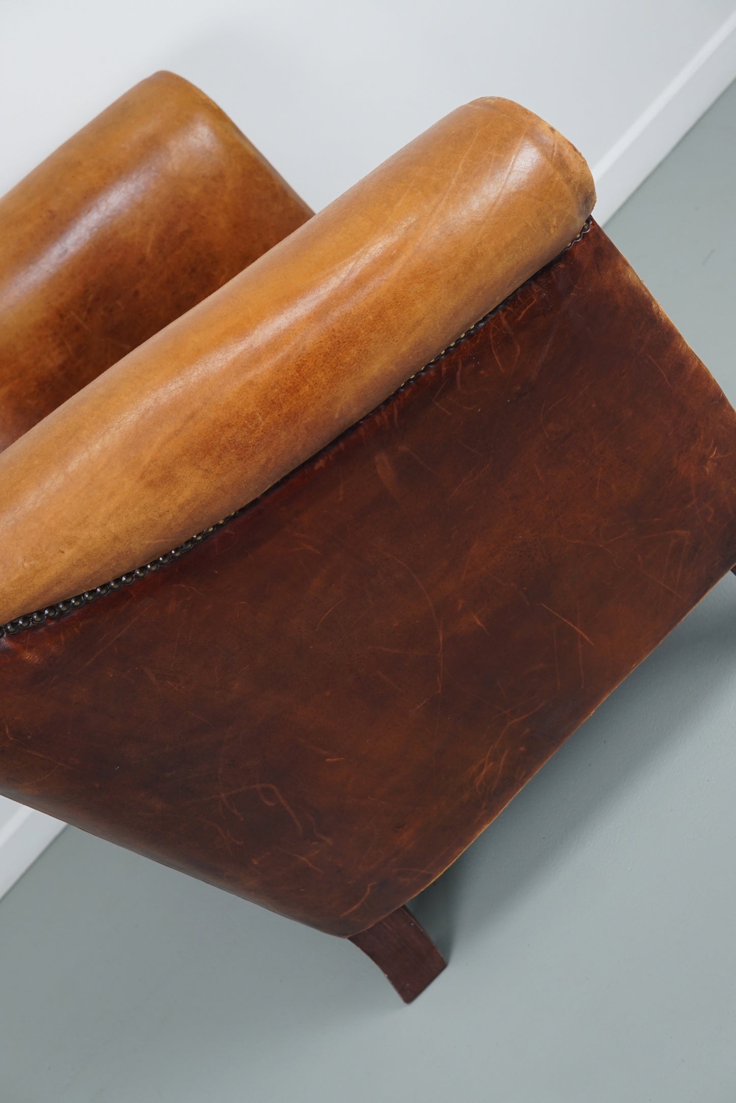 Vintage Dutch Cognac Colored Leather Club Chair