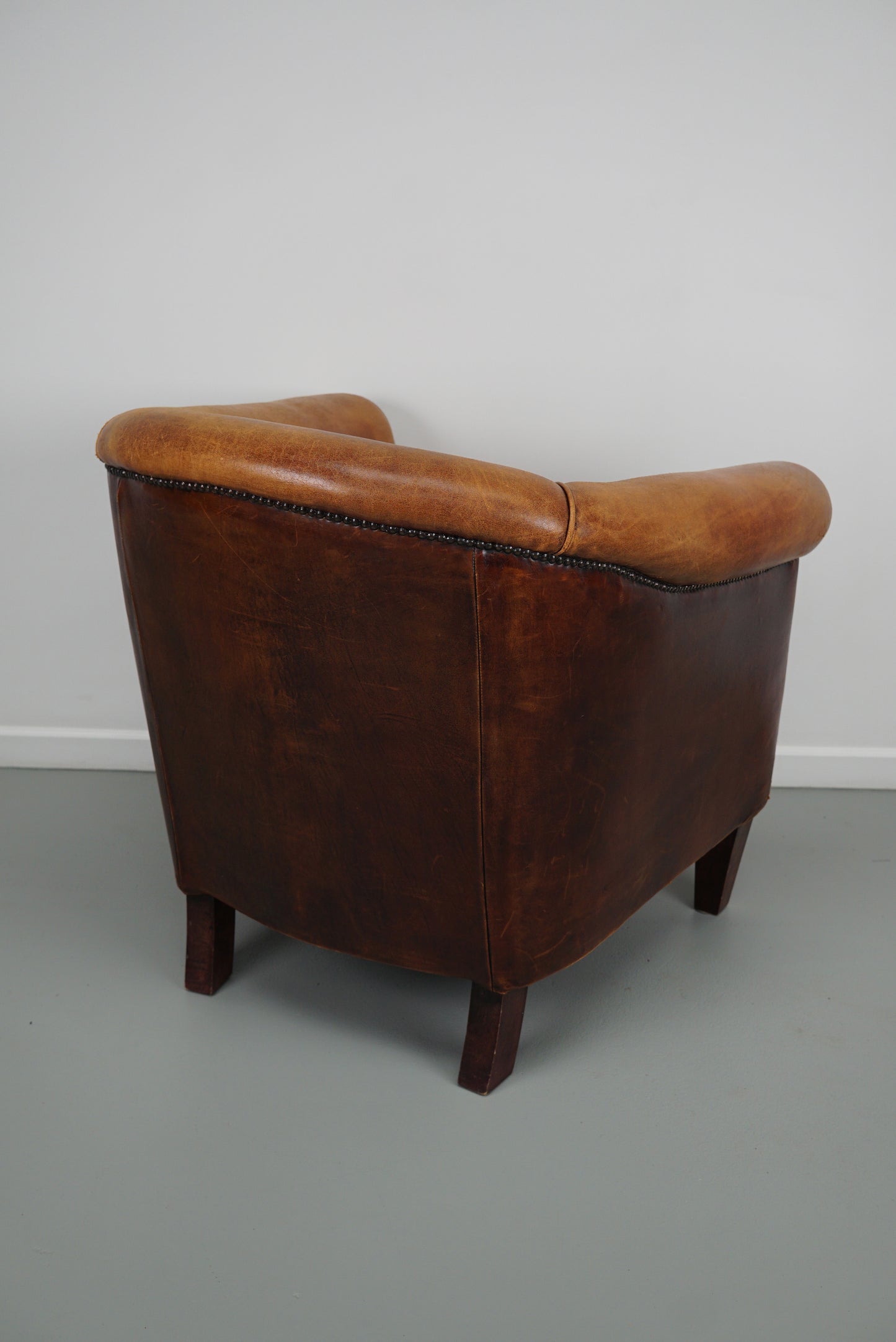 Vintage Dutch Cognac Colored Leather Club Chair