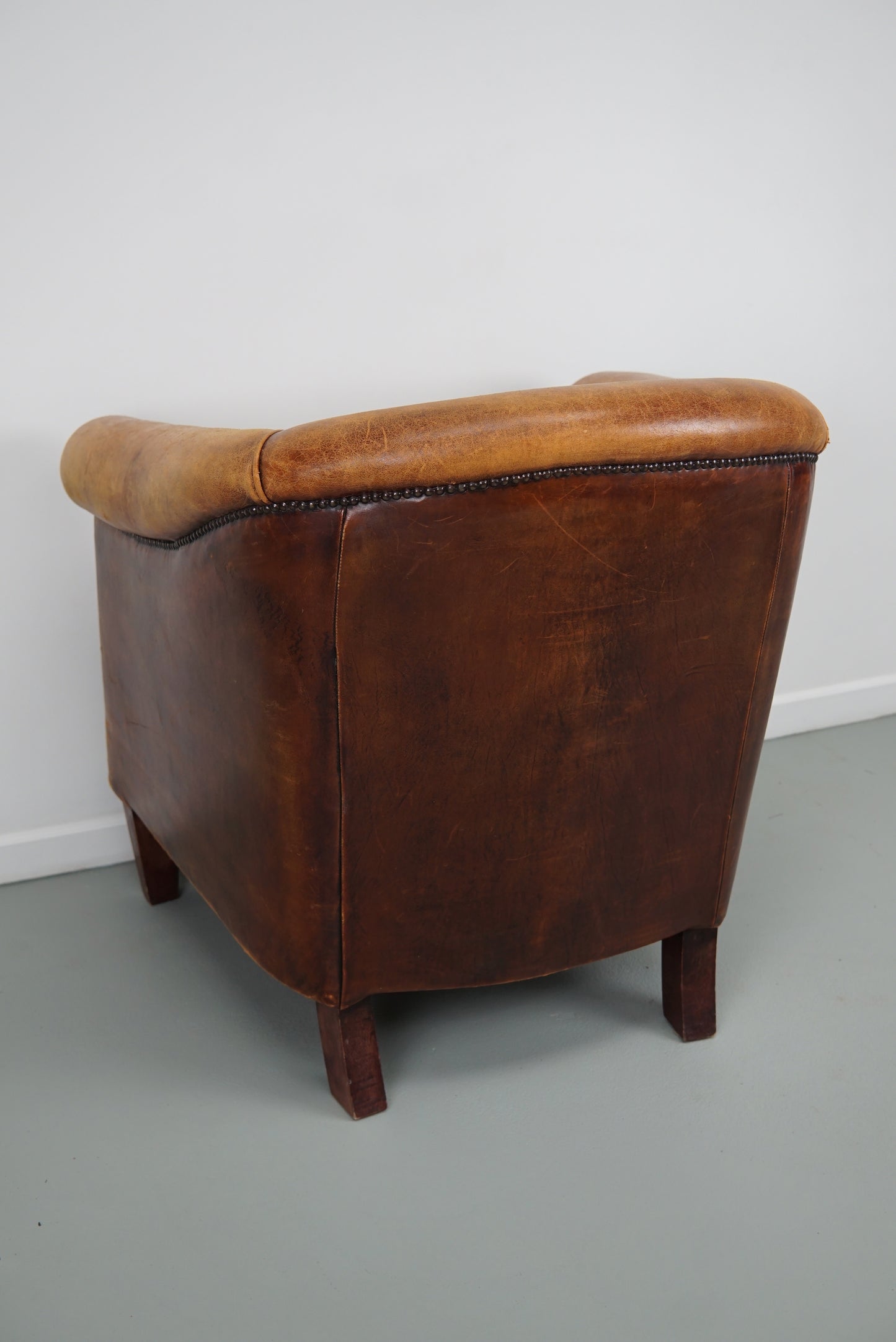 Vintage Dutch Cognac Colored Leather Club Chair
